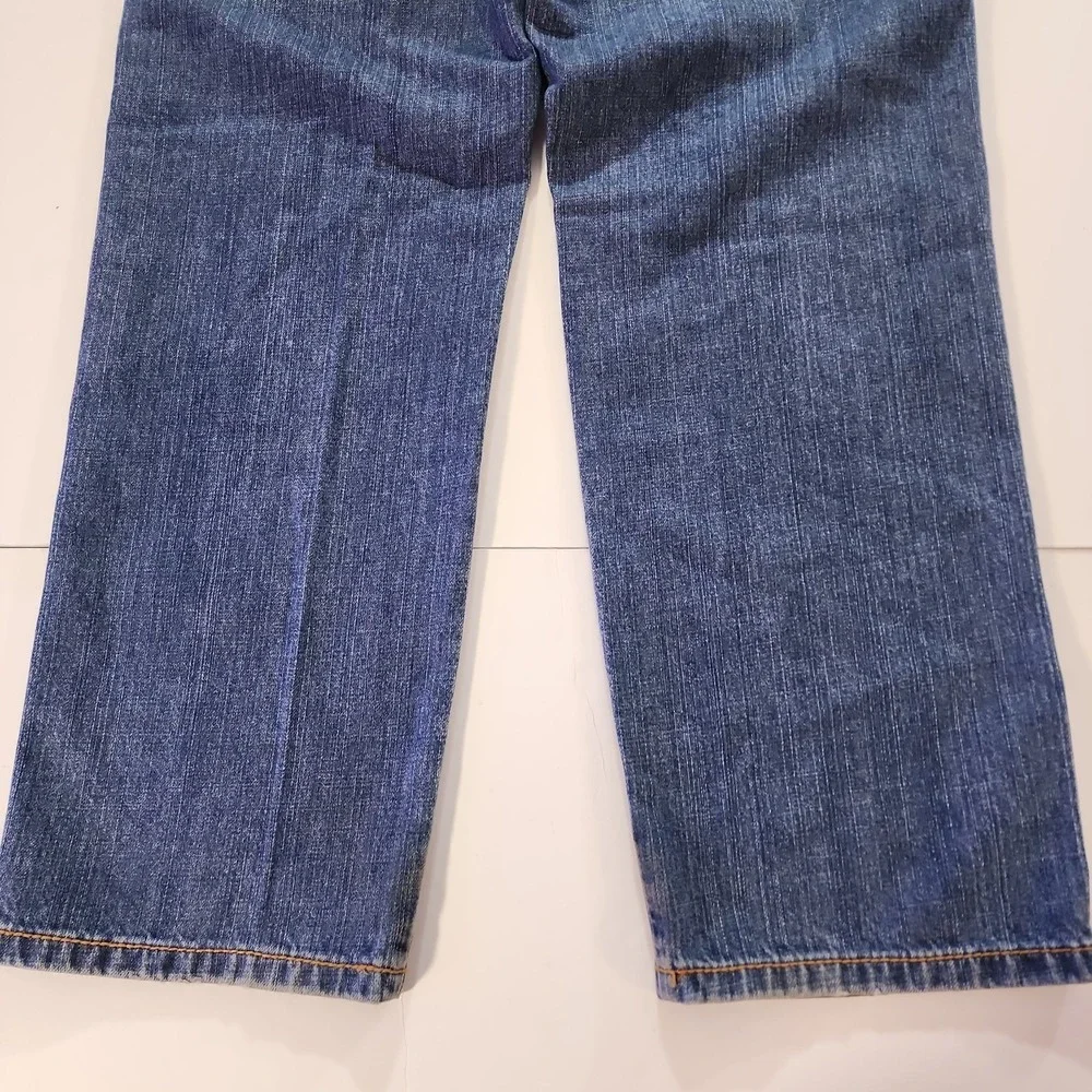DKNY California Mens Jeans 34x30 Blue Relaxed Straight Flap Pocket Embroidered